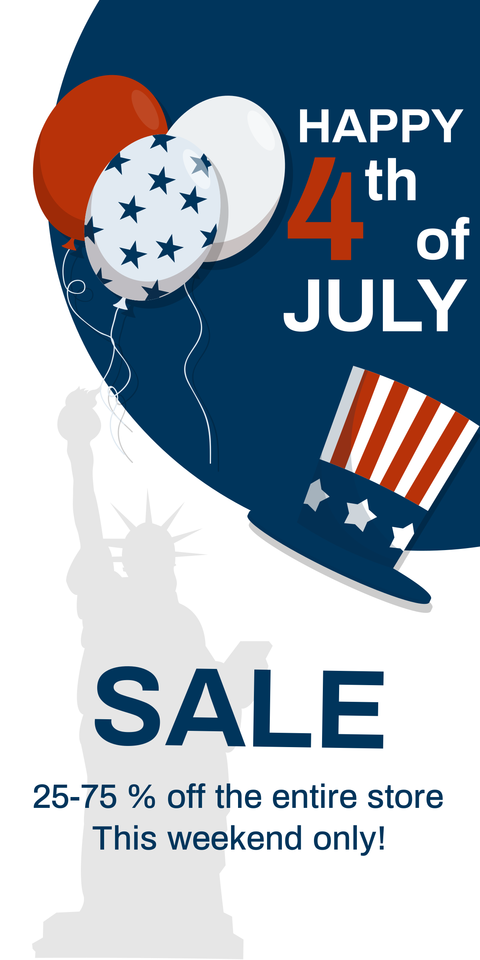 Balloons and the Statue of Liberty 4th of July Sale Template